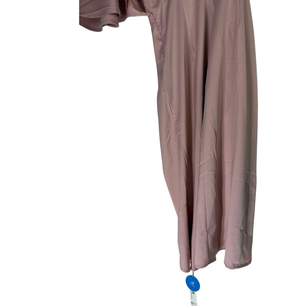 NWT Cupshe Pink Satin One Shoulder Flared Sleeves Cocktail Party Dress Size M - Picture 7 of 11